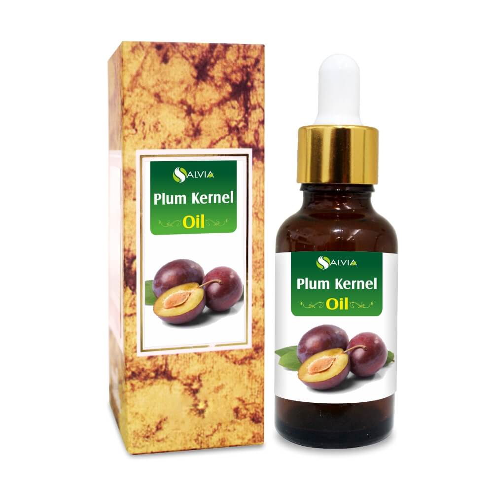 Salvia Natural Carrier Oils Plum Kernel Oil (Prunus Domestica) 100% Natural Pure Carrier Oil Anti-Aging Properties, Ideal For Aromatherapy, Hydrates Skin, Soothes Skin Redness & Irritation, Prevents Hair Damage